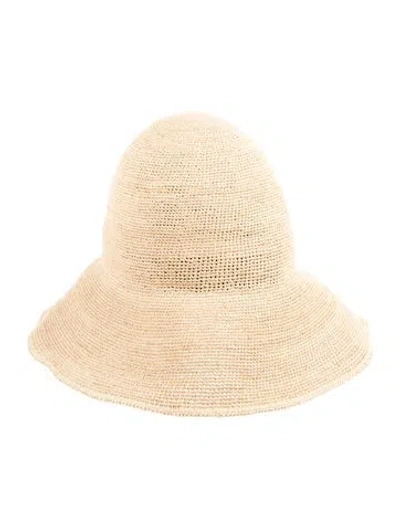 Pre-owned Janessa Leone Straw Bucket Hat In Neutral