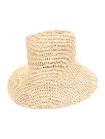 Pre-owned Janessa Leone Straw Bucket Hat In Neutrals