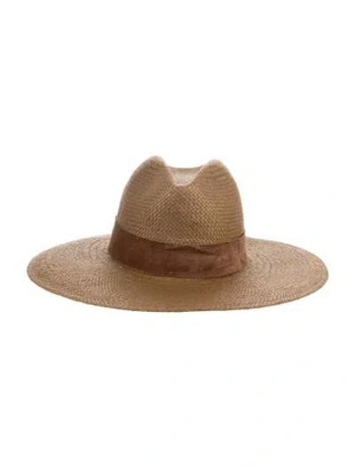 Pre-owned Janessa Leone Straw Cowboy Hat In Brown