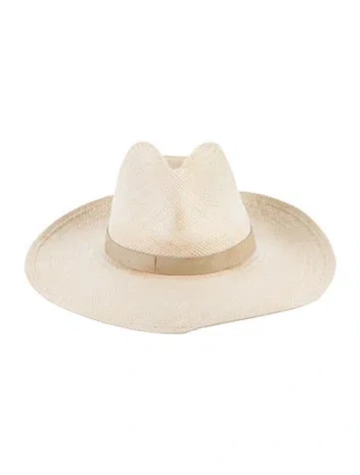 Pre-owned Janessa Leone Straw Cowboy Hat In Neutral