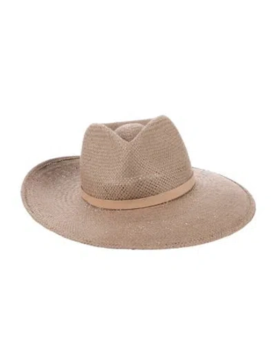 Pre-owned Janessa Leone Straw Cowboy Hat In Neutral