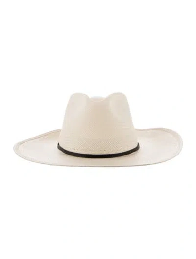 Pre-owned Janessa Leone Straw Cowboy Hat In Neutral
