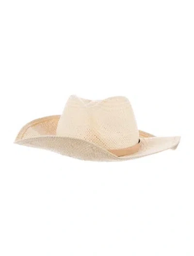 Pre-owned Janessa Leone Straw Cowboy Hat In Neutrals