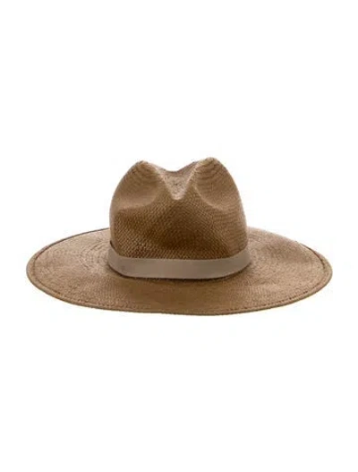 Pre-owned Janessa Leone Straw Fedora In Neutral