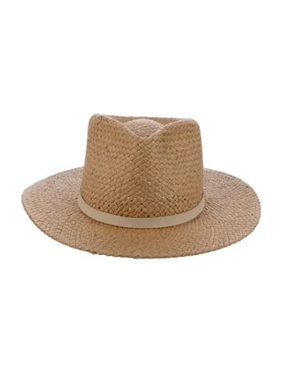 Pre-owned Janessa Leone Straw Fedora In Neutral