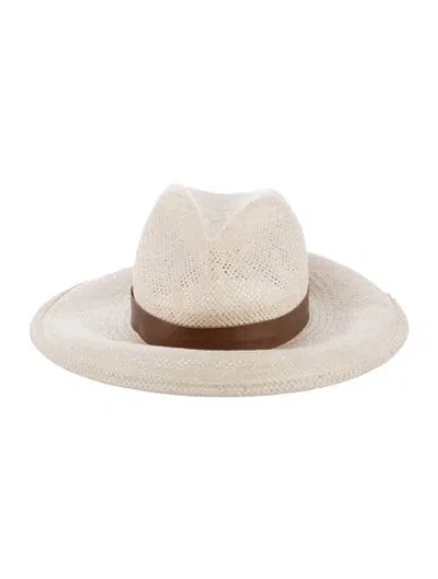 Pre-owned Janessa Leone Straw Fedora In Neutral