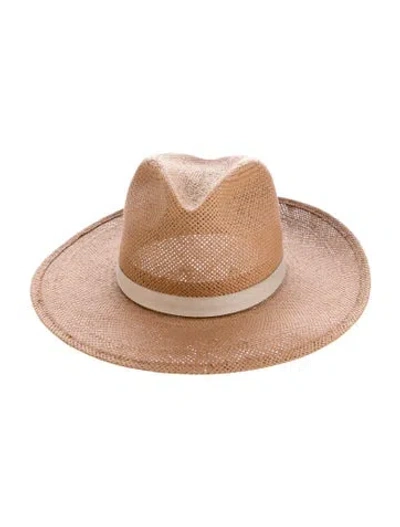 Pre-owned Janessa Leone Straw Fedora In Neutral