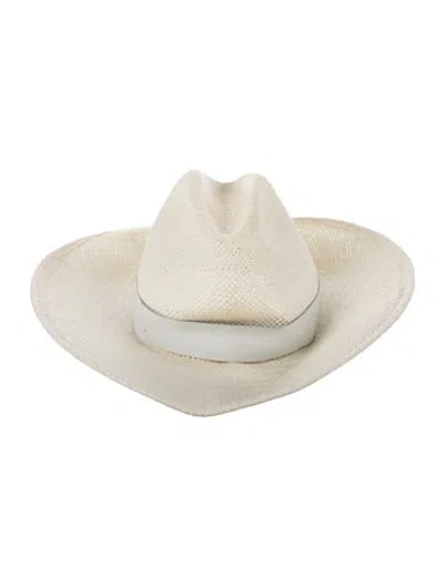 Pre-owned Janessa Leone Straw Fedora In Neutral
