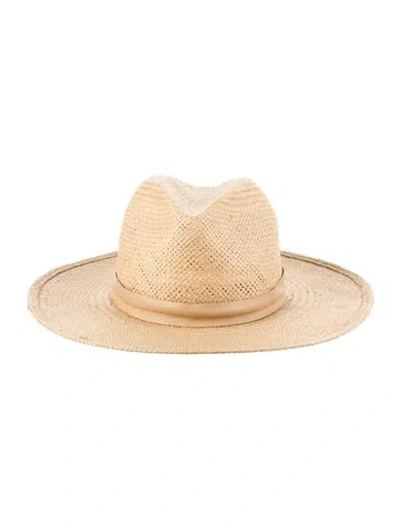 Pre-owned Janessa Leone Straw Fedora In Neutrals
