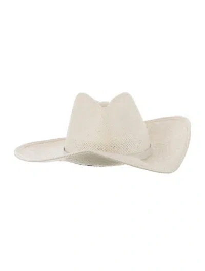 Pre-owned Janessa Leone Straw Fedora In Neutrals