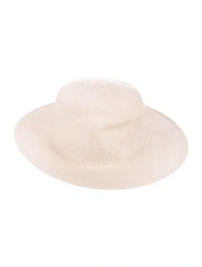 Pre-owned Janessa Leone Straw Floppy Hat In Neutral