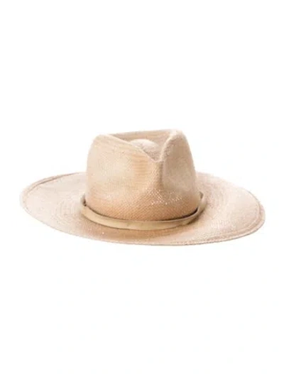Pre-owned Janessa Leone Straw Gambler Hat In Neutral
