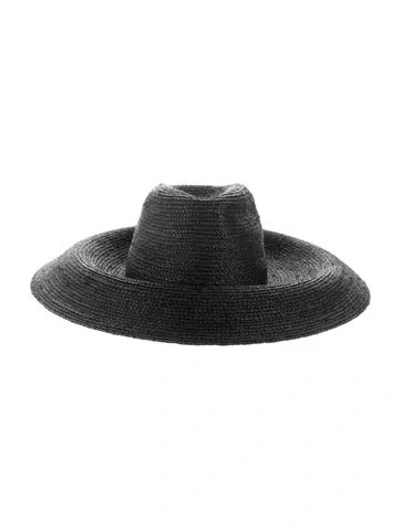Pre-owned Janessa Leone Straw Hat In Black