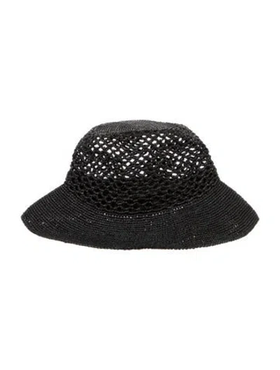 Pre-owned Janessa Leone Straw Hat In Black