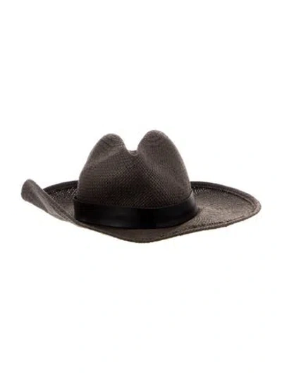 Pre-owned Janessa Leone Straw Hat In Brown