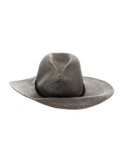 Pre-owned Janessa Leone Straw Hat In Gray