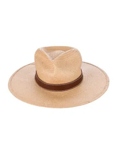 Pre-owned Janessa Leone Straw Hat In Neutral