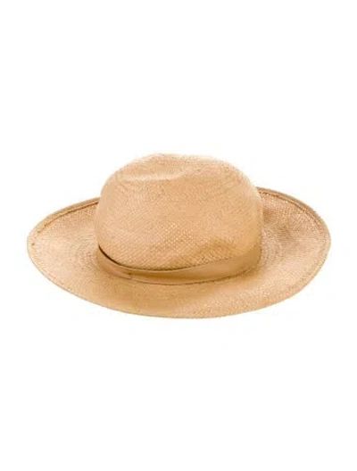 Pre-owned Janessa Leone Straw Hat In Neutral