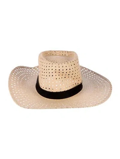 Pre-owned Janessa Leone Straw Hat In Neutral