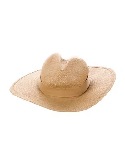 Pre-owned Janessa Leone Straw Hat In Neutral