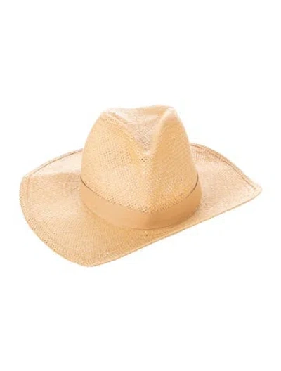 Pre-owned Janessa Leone Straw Hat In Neutral