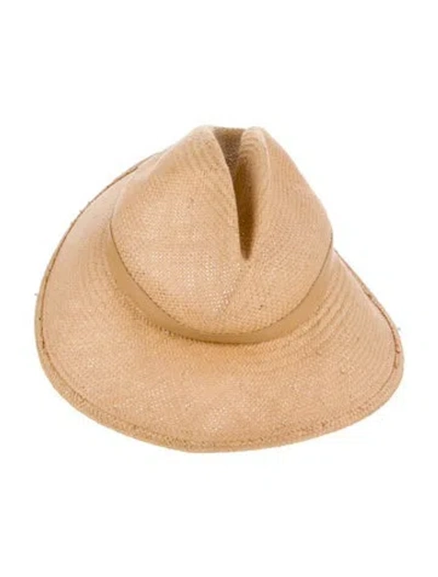 Pre-owned Janessa Leone Straw Hat In Neutral