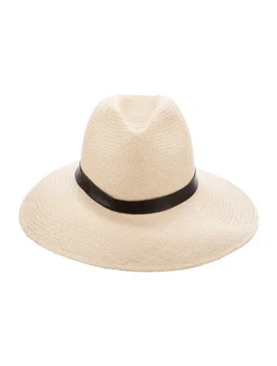 Pre-owned Janessa Leone Straw Hat In Neutral
