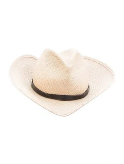 Pre-owned Janessa Leone Straw Hat In Neutral