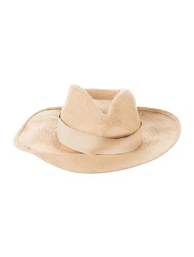 Pre-owned Janessa Leone Straw Hat In Neutrals