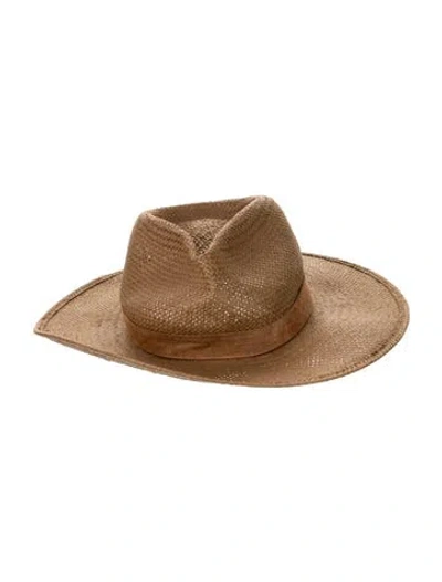 Pre-owned Janessa Leone Straw Hat In Neutrals