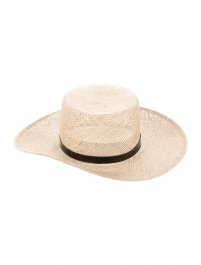 Pre-owned Janessa Leone Straw Hat In Neutrals