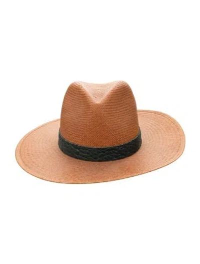 Pre-owned Janessa Leone Straw Hat W/tags In Brown