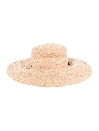Pre-owned Janessa Leone Straw Hat In Yellow