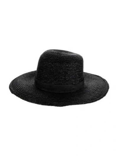 Pre-owned Janessa Leone Straw Panama Hat In Black