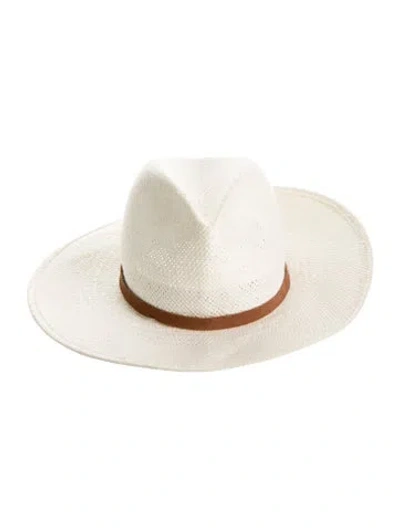Pre-owned Janessa Leone Straw Panama Hat In Brown/neutrals
