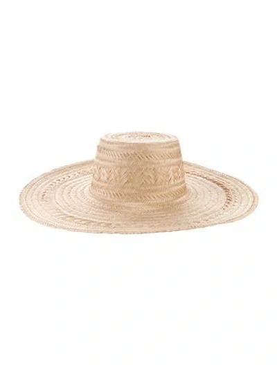 Pre-owned Janessa Leone Straw Panama Hat In Neutral