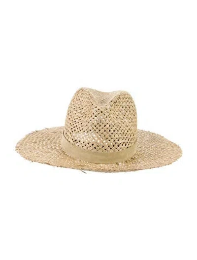 Pre-owned Janessa Leone Straw Panama Hat In Neutral