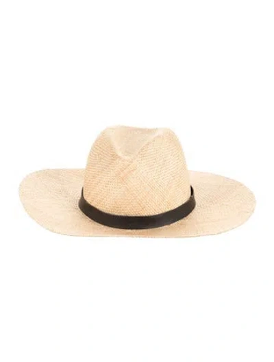 Pre-owned Janessa Leone Straw Panama Hat In Neutral