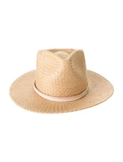 Pre-owned Janessa Leone Straw Panama Hat In Neutrals