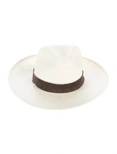Pre-owned Janessa Leone Straw Panama Hat In Neutrals