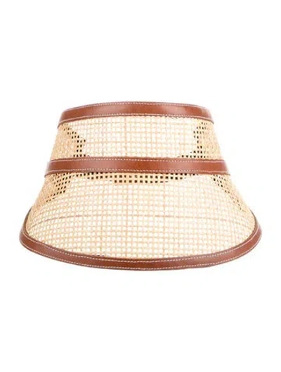 Pre-owned Janessa Leone Straw Sun Hat In Brown