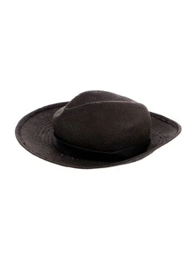 Pre-owned Janessa Leone Straw Sun Hat In Brown