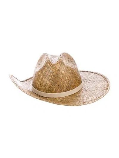 Pre-owned Janessa Leone Straw Sun Hat In Brown