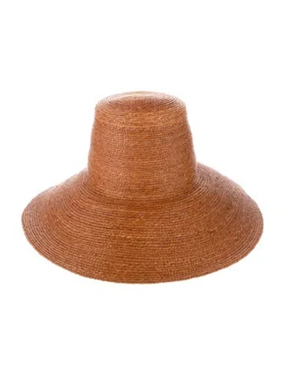 Pre-owned Janessa Leone Straw Sun Hat In Brown