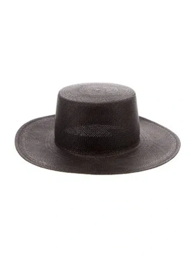 Pre-owned Janessa Leone Straw Sun Hat In Gray