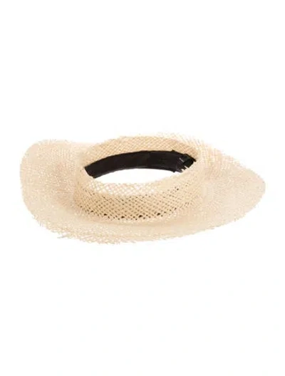 Pre-owned Janessa Leone Straw Sun Hat In Neutral