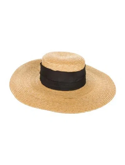 Pre-owned Janessa Leone Straw Sun Hat In Neutral