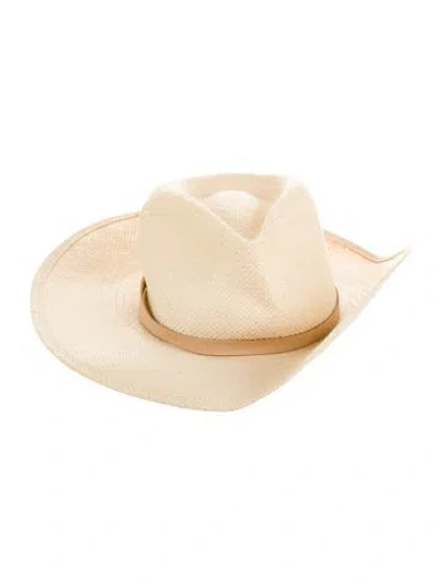 Pre-owned Janessa Leone Straw Sun Hat In Neutral