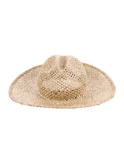 Pre-owned Janessa Leone Straw Sun Hat In Neutral