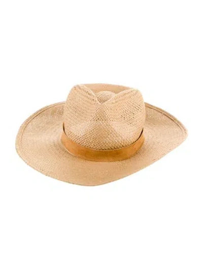 Pre-owned Janessa Leone Straw Sun Hat In Neutral